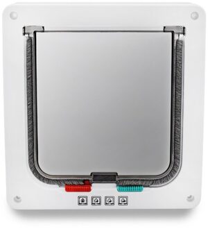 Kat Deur 4 Way Locking Kat Flap Deur Wit Bruin Huisdier Deuren Voor Katten Honden Geschikt Voor Deur Muur wit / 25x23.5x5.3cm