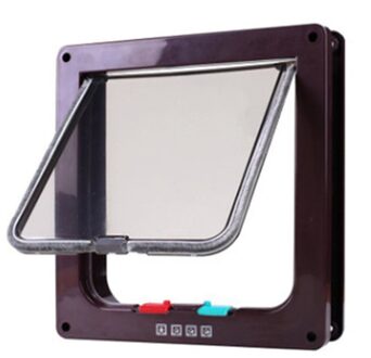 Kat Deur Flap Deur Met 4 Manier Security Lock Flap Deur Voor Hond Katten Kitten Abs Plastic Kleine Huisdier Gate deur Kit Kat Honden Flap Deur bruin / 25X23.5X5.5CM