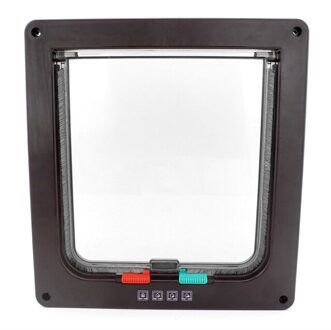 Kat Deur Vier-Way Locking Pet Kat Kitten Flap Deur Wit Bruin Huisdier Deur Geschikt Voor Deur Muur Voor voor En Achter Deuren koffie / M