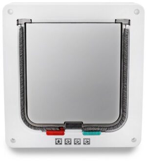Kat Deur Vier-Way Locking Pet Kat Kitten Flap Deur Wit Bruin Huisdier Deur Geschikt Voor Deur Muur Voor voor En Achter Deuren wit / L