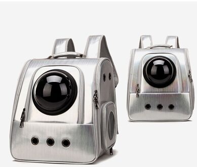 Kat Draagtas Draagbare Ademende Ruimte Capsule Tassen Voor Puppy Katten Outdoor Reizen Leveringen Huisdier Dubbele Schouder Rugzak Zilver