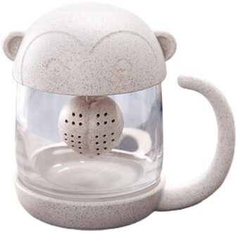 Kat En Aap Glas Kopje Thee Mok Met Vis Thee-ei Zeef Filter, perfect Voor Kat En Aap Liefhebbers
