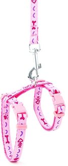 Kat Halsband Harness Leash Verstelbare Nylon Huisdier Tractie Kat Kitten Halter Kraag Gato Katten Producten Huisdier Harnas Riem Love roze