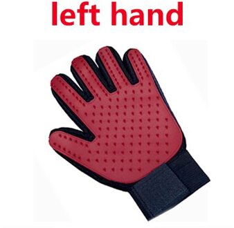 Kat Handschoen Kat Grooming Handschoen Pet Borstel Handschoen Voor Kat Hond Haar Verwijderen Borstel Hond Deshedding Cleaning Kammen Massage Handschoenen links rood