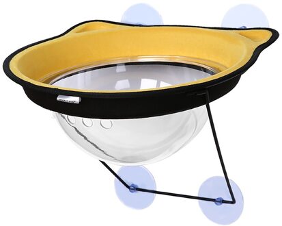 Kat Hangmat Bed Venster Ruimte Kap Zuignappen Katten Rust Seat Voor Pet Cat Rest Huis Zacht En Comfortabele Transparante bed geel