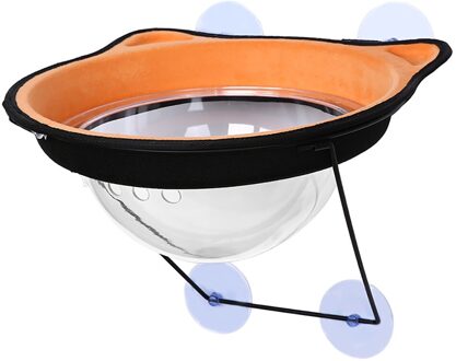 Kat Hangmat Bed Venster Ruimte Kap Zuignappen Katten Rust Seat Voor Pet Cat Rest Huis Zacht En Comfortabele Transparante bed oranje