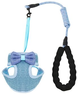 Kat Harness Strap Ademend Mesh Vest Kragen Verstelbare Met Leuke Strik Huisdier Riemen Borst Kat Riemen Borst Blauw