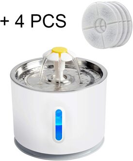 Kat Hond Automatische Water Fontein Huisdier Drinken Feeder Actieve Carbon Filter Drinken Kom Elektrische Katten Drinker Dispenser Usb Aangedreven staal 4stk filters