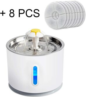 Kat Hond Automatische Water Fontein Huisdier Drinken Feeder Actieve Carbon Filter Drinken Kom Elektrische Katten Drinker Dispenser Usb Aangedreven staal 8stk filters