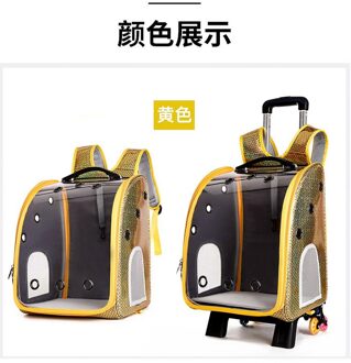 Kat Hond Draagtas Huisdier Trolley Huisdier Rugzak Transparante Trolley Dubbele-Schoudertas Ademend Ventilatie Netto Pocket Reizen geel / rodless