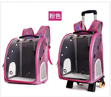 Kat Hond Draagtas Huisdier Trolley Huisdier Rugzak Transparante Trolley Dubbele-Schoudertas Ademend Ventilatie Netto Pocket Reizen roze / rodless