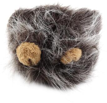 Kat Hond Dress Up Kostuum Pruik Emulatie Leeuw Haar Mane Oren Hoofd Cap Herfst Winter Uitlaat sjaal Huisdier Producten donker grijs