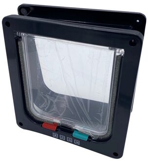 Kat Hond Flap Deur Met 4 Manier Security Lock Flap Deuren S/M/L/Xl Maat Voor puppy Kitten Kleine Huisdier Gate Kit Katten Honden Gate Levert zwart / XL 29X26X6cm