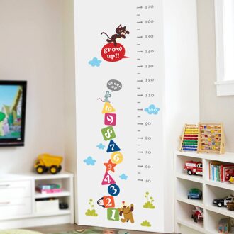 Kat Hond Grappige Muis Groeigrafiek Nummer Hoogte Maatregel Muur Sticker Voor Kids Baby Nursery Slaapkamer Interieur Decal Poster muurschildering