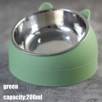 Kat Hond Kom 15 Graden Gekanteld Rvs Kat Kom Safeguard Hals Puppy Katten Feeder Antislip Crashworthiness Base huisdier Kommen groen