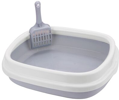 Kat Hond Lade Zandbak Thuis Huisdier Toilet Met Scoop Plastic Anti Splash Ondersteek Katten Kattenbak Kitten Hond Schoon Toilette levert Grijs