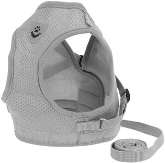 Kat Hond Verstelbare Harnas Vest Wandelen Lead Leash Voor Puppy Honden Kraag Polyester Mesh Harnas Voor Kleine Middelgrote Hond Kat huisdier grijs / M