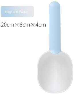Kat Hondenvoer Schop Mutli-Functie Voeden Lepel Met Afdichting Zak Clip Creatieve Maatbeker wit en blauw