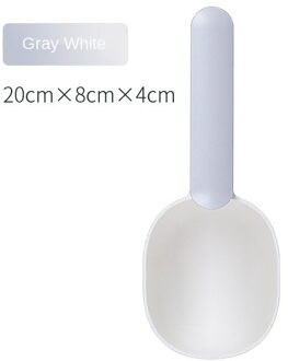 Kat Hondenvoer Schop Mutli-Functie Voeden Lepel Met Afdichting Zak Clip Creatieve Maatbeker wit en grijs