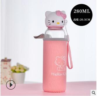 Kat Hoofd Glas Water Cp Creatieve Water Glas Vrouwelijke Student Leuke Water Fles leger groen