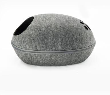 Kat Huis Nest Met Rits Afneembare Kussen Hond Mat Eivorm Hond Kennel Kat Bed Vilt Doek Katten Grot Slapen mat Huisdier Bed grijs