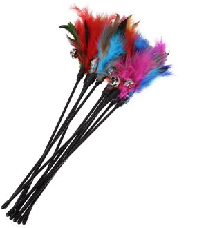 Kat Kitten Huisdier Speelgoed Kleurrijke Veer Korte Hengel Interactieve Stok Bel Speelgoed Chaser Wand