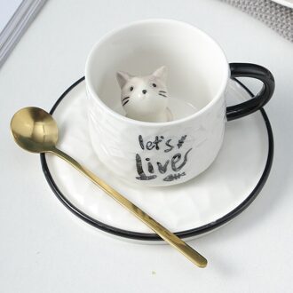 Kat Koffie Cup Keramische Kleine Prachtige Kantoor Mok Japanse Stijl 3D Dier Kat Klauw Cup 3D Art grijs
