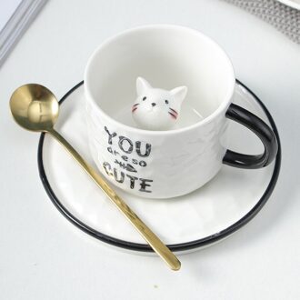 Kat Koffie Cup Keramische Kleine Prachtige Kantoor Mok Japanse Stijl 3D Dier Kat Klauw Cup 3D Art wit