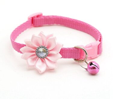 Kat Kraag Bell Bloem Verstelbare Dragen Gesp Halsband Bells Mooie Bloem Kat Ketting Dierbenodigdheden Kat Accessoires roze