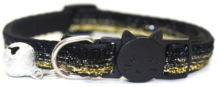 Kat Kraag Met Bell Breakaway Mode Verstelbare Kitten Kat Sequin Kraag Gato Antiahogo Kat Accessoires Katten Halsband zwart