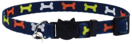 Kat Kraag Met Bell Veiligheid Gesp Verstelbare Kitten Kleine Honden Katten Afdrukken Kragen Dierbenodigdheden HVR88 blauw