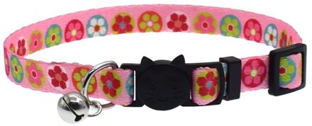 Kat Kraag Met Bell Veiligheid Gesp Verstelbare Kitten Kleine Honden Katten Afdrukken Kragen Dierbenodigdheden HVR88 licht roze