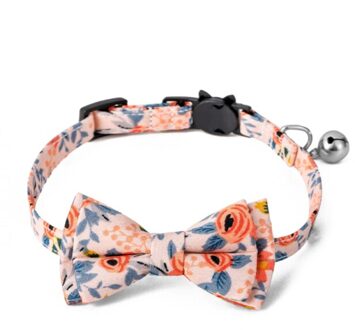 Kat Kraag Verstelbare Bloemen Patroon Driehoek Sjaal Strik Met Bell Puppy Kitten Levert oranje Bow