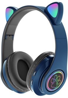 Kat Oor Bluetooth 5.0 Hoofdtelefoon Led Noise Cancelling Meisjes Kids Leuke Headset Ondersteuning Tf-kaart Jack 3.5Mm Mic Draadloze hoofdtelefoon 6