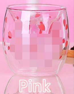 kat poot cup met koffie cup melk mok bier mok cherry roze transparante dubbele glas Kat Poot Cup