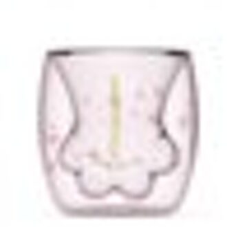 Kat Poot Cup Met Koffie Cup Melk Mok Bier Mok Cherry Roze Transparante Dubbele Glas Kat Poot Cup