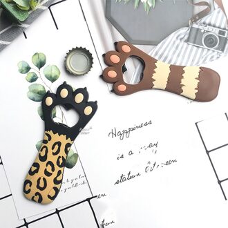 Kat Poot Vorm Flesopener Creatieve Draagbare Cap Lifter Feestartikelen Voor Thuis Bar Kantoor-Zwarte Luipaard afbeelding 1