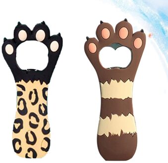 Kat Poot Vorm Flesopener Creatieve Draagbare Cap Lifter Feestartikelen Voor Thuis Bar Kantoor-Zwarte Luipaard afbeelding 3