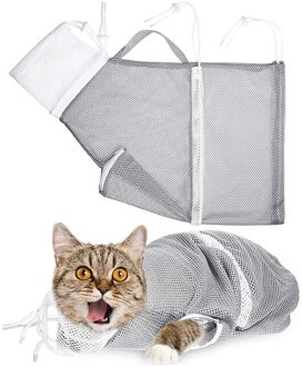 Kat Puppy Hond Zwemmen Bag Anti-Bite En Anti-kras Kat Grooming Tas Verstelbare Multifunctionele Ademend Terughoudendheid Douche tas grijs