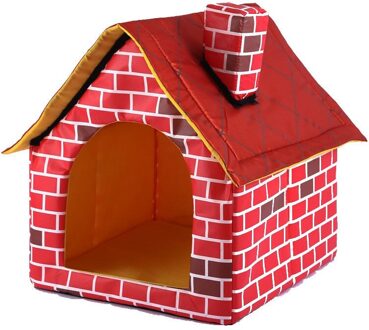 Kat Puppy Thuis Draagbare Rode Baksteen Huisdier Hond Huis Warm En Gezellig Kat Bed Hond Kennel Huis Voor Huisdieren Dieren verwijderbare Reizen Huis