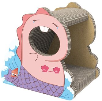 Kat Scratcher Board Kleine Dinosaurus Mermaid Meubels Bescherming Gegolfd Papier Katten Speelgoed Training Kat Poot Zorg Grind De Klauwen