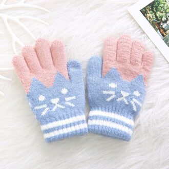 Kat Splice Wanten Winter Baby Jongens Meisjes Gebreide Handschoenen Warm Touw Volledige Vinger Wanten Handschoenen Voor Kinderen Peuter Kids Blauw