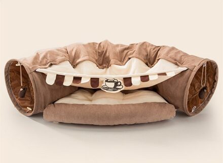 Kat Tunnel Bed Met Mat Inklapbare 2 Way Tube Met Krassen Bal Interactieve Spelen Speelgoed Kat Hideout Huis Voor Kat puppy Kitten 4