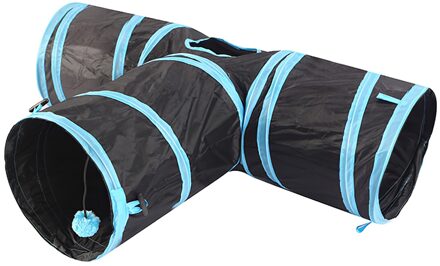 Kat Tunnel Opvouwbare 3 Way Pet Play Tunnel Inklapbare Tunnel Buis Training Speelgoed Voor Katten Honden Konijnen Dierbenodigdheden Blauw