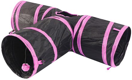 Kat Tunnel Opvouwbare 3 Way Pet Play Tunnel Inklapbare Tunnel Buis Training Speelgoed Voor Katten Honden Konijnen Dierbenodigdheden Roze