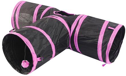 Kat Tunnel Opvouwbare 3 Way Pet Play Tunnel Inklapbare Tunnel Buis Training Speelgoed Voor Katten Honden Konijnen Dierbenodigdheden roze