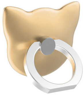 Kat Vinger Ring Houder Mini Leuke Plastic Pc Telefoon Houder Voor Iphone Sumsung 360 Rotatie Vinger Ring Houder goud