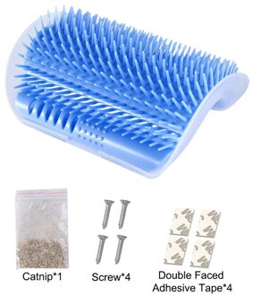 Kat Zelf Groomer Borstel Pet Self Grooming Katten Borstel Hoek Massage Ontharing Kam Borstel Voor Kat Hond Gezicht Met een Kriebelend Kam blauw / M (8.5 x 13cm)