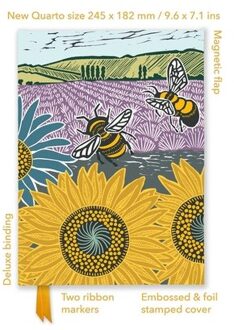 Kate Heiss: Sunflower Fields (Foiled Quarto Journal) - Flame Tree Quarto Notebook