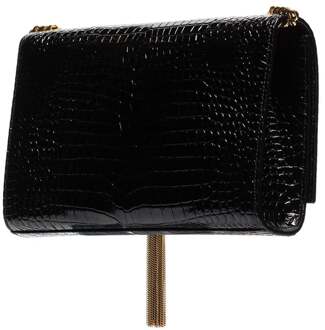 Kate Medium Tassel Krokodillenleer met Kwastje - maat Zwart